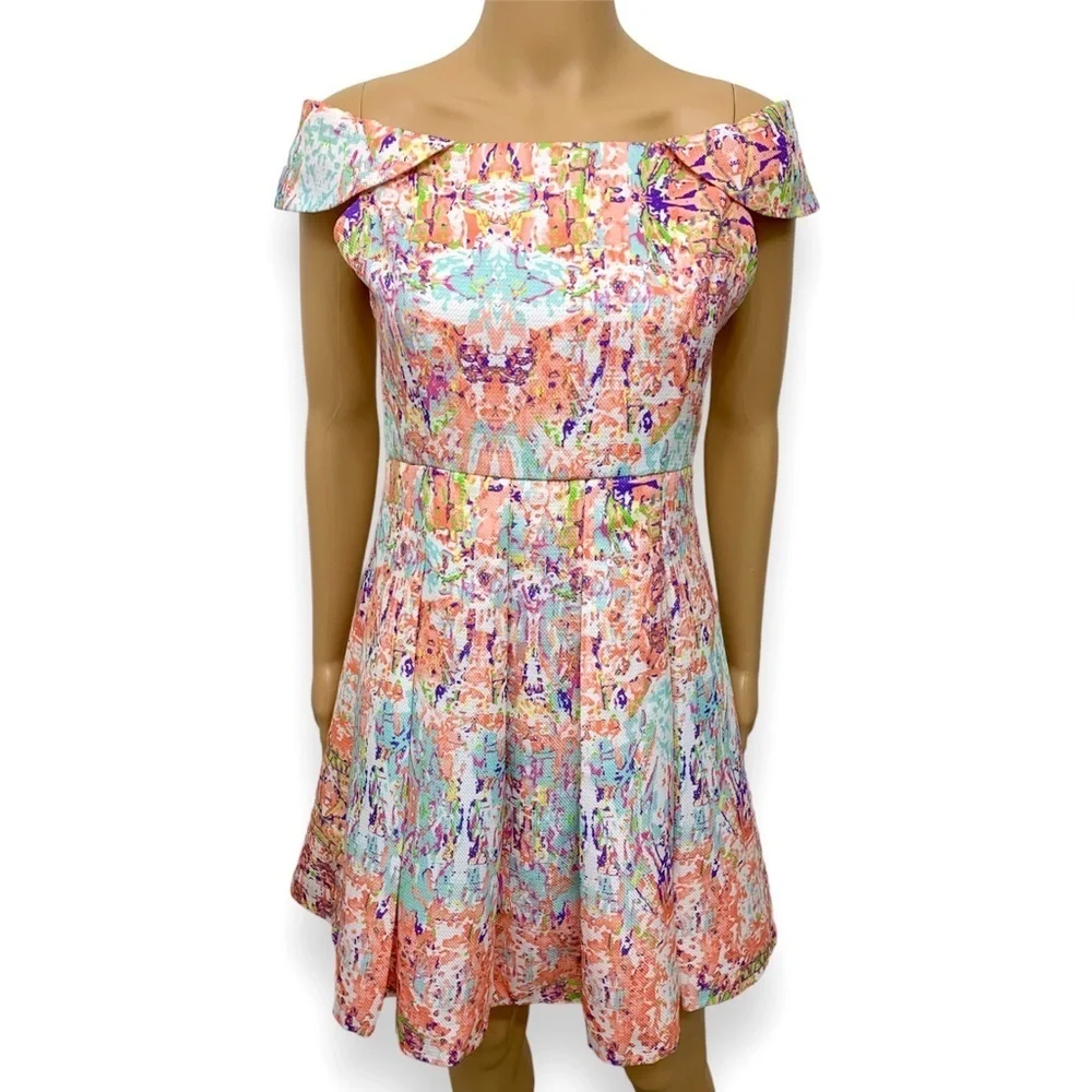 Gianni Bini Orchid Blossom Fit & Flare Pleated Cocktail Mini Dress Size S - Picture 11 of 14